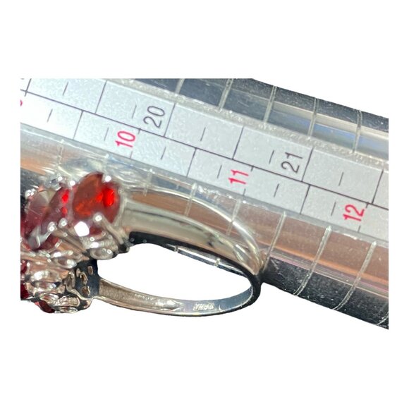 Garnet Ring Size 9 5 Oval Stones 9 Carats Jewelry Sterling Silver Stamped 925 Po - Picture 10 of 13